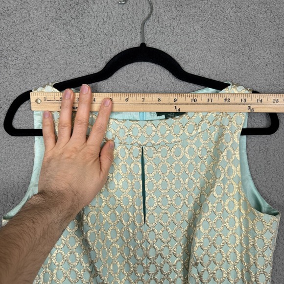 Lauren Ralph Lauren Dress Womens 10 Mint Green Gold Jacquard Brocade Party Glam - Picture 10 of 14
